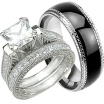 His and Hers Wedding Ring Set Matching Wedding Bands for Him Size 12 and Her Size 11