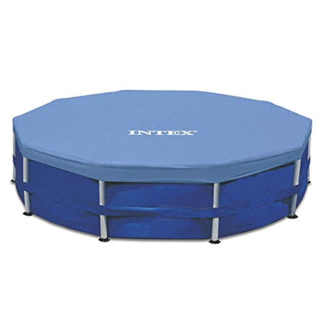 Intex 15-Foot 15ft Round Metal Blue Frame Pool Cover w/ Drain holes in center 