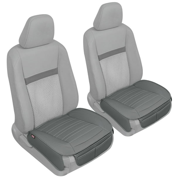 Fundas de asiento Motor Trend de piel sintética para coche, 2 unidades, color gris