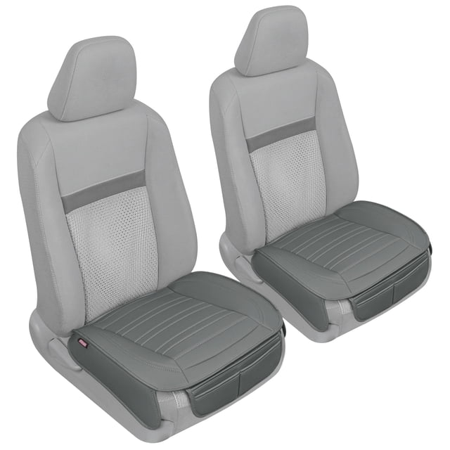 Fundas de asiento Motor Trend de piel sintética para coche, 2 unidades, color gris