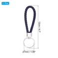 thumbnail image 2 of Braided Leather Keychain with Stainless Steel Key Ring, PU Woven Wristlet Lanyard, Dark Blue, 2 of 5