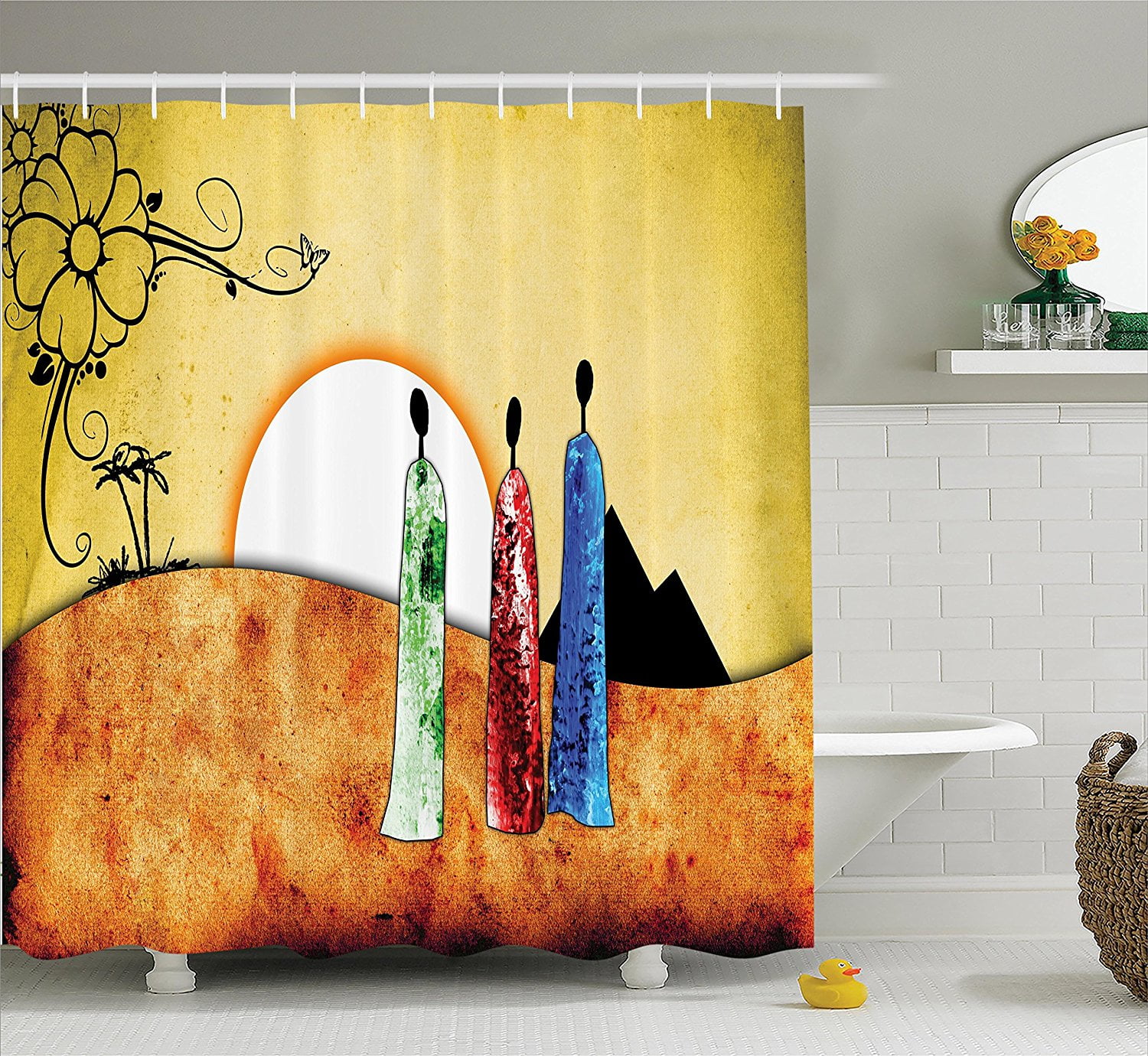 African Decorations Shower Curtain Set by , African People Facing Large