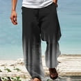 thumbnail image 2 of IROINNID Drawstring Pants for Men Summer Casual Gradient Wide Leg Relaxed Fit Elastic Waist Straight Trousers Stylish Beach Pants,Black, 2 of 5