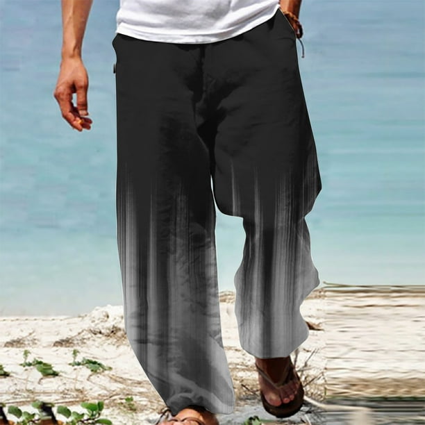 Pantalones largos de verano para hombre, informales, a la moda, con estampado degradado, cintura elástica, rectos