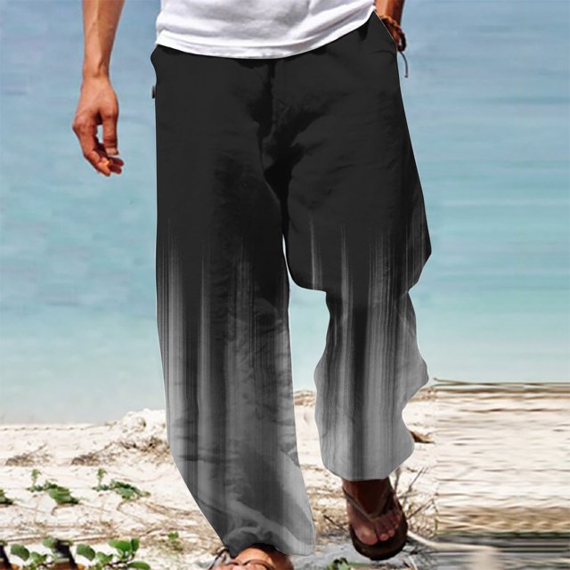 Pantalones largos de verano para hombre, informales, a la moda, con estampado degradado, cintura elástica, rectos