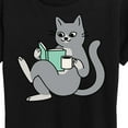 thumbnail image 3 of Instant Message - Reading Cat Coffee - Women's Short Sleeve Graphic T-Shirt, 3 of 6