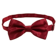Hanerdun Mens Satin Bow Ties Pre-Tied Formal Wedding Party Adjustable Neck Neckties Dark Red