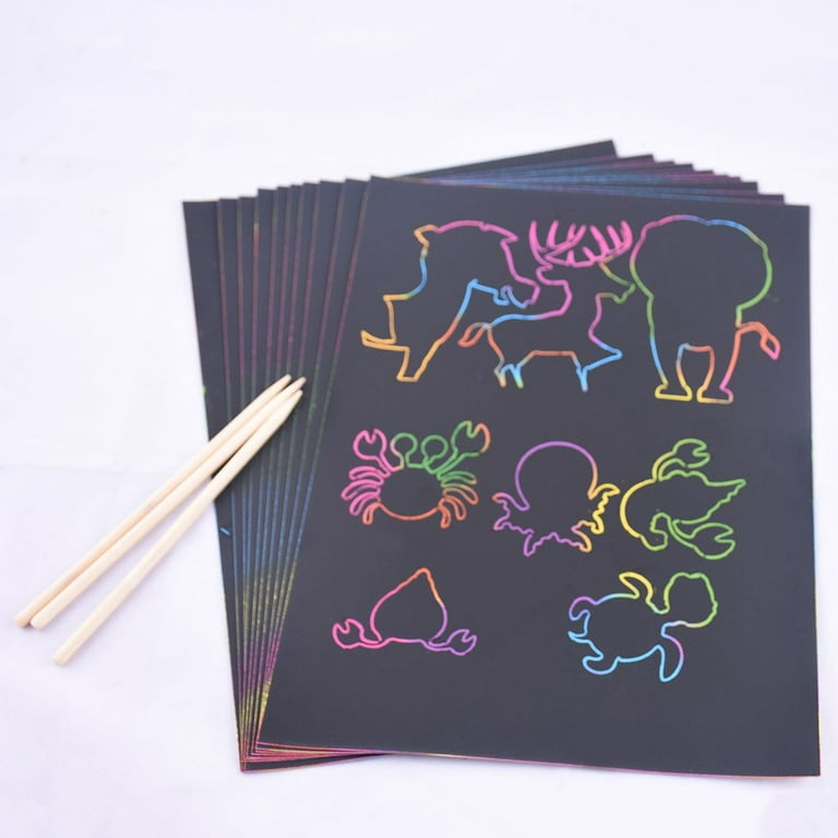 55PCS Children Scratch Paper Scratching Drawing Painting Papers Creative  Scratch Drawing Paper Set Black (50 Sheets