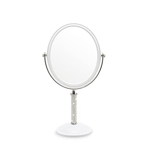Sguten Makeup Desk Mirror With 3x, White Round Table Top Mirrors