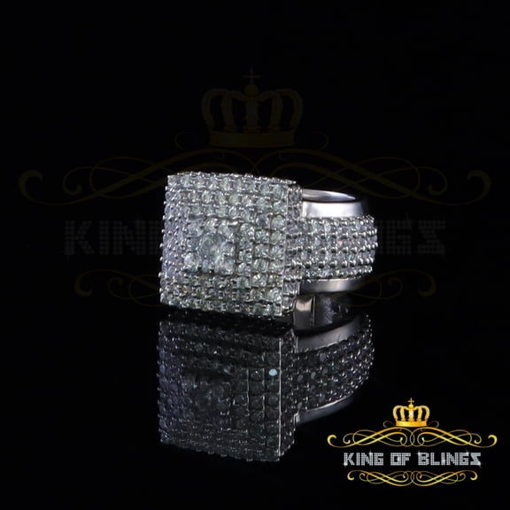 King of Bling's 925 Sterling Silver White 8.50ct Cubic Zirconia Wide Square Womens Ring Size 7.5