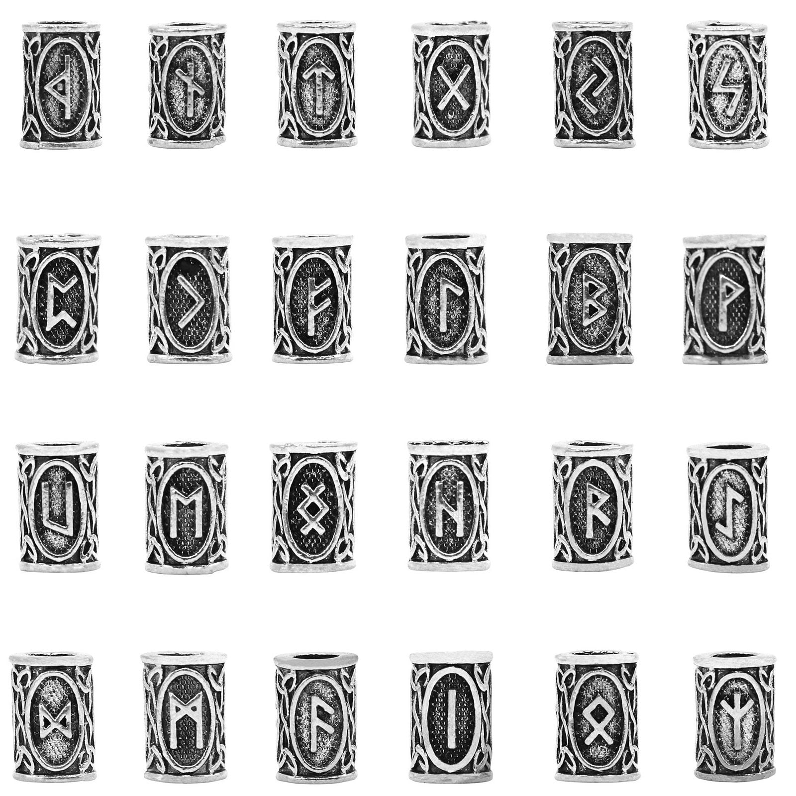 106Pieces Beard Beads Antique Silver Viking Hair Beads Dreadlocks Beads for Men