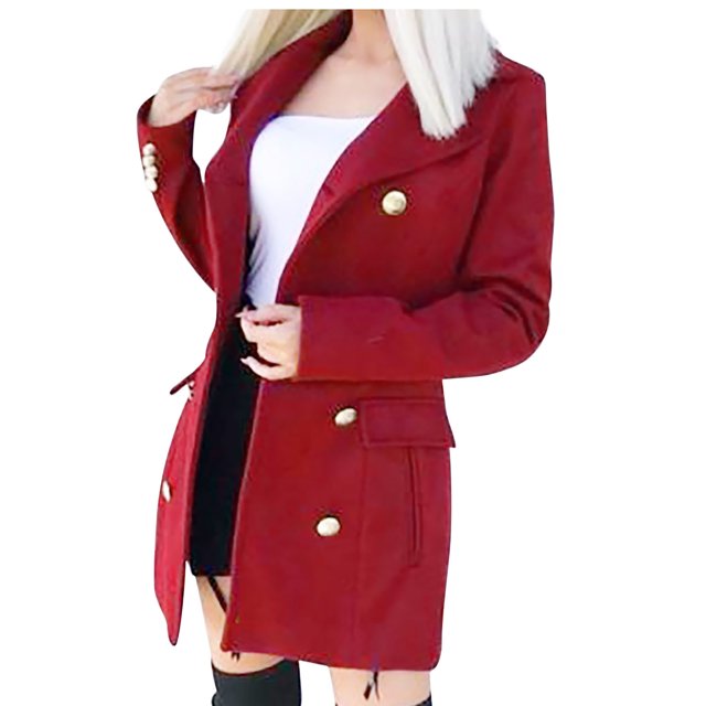 Manteau en Tissu à Revers pour Femmes, Automne et Hiver en Laine, Trench, Veste Longue, Pardessus, Vêtement d'Extérieur