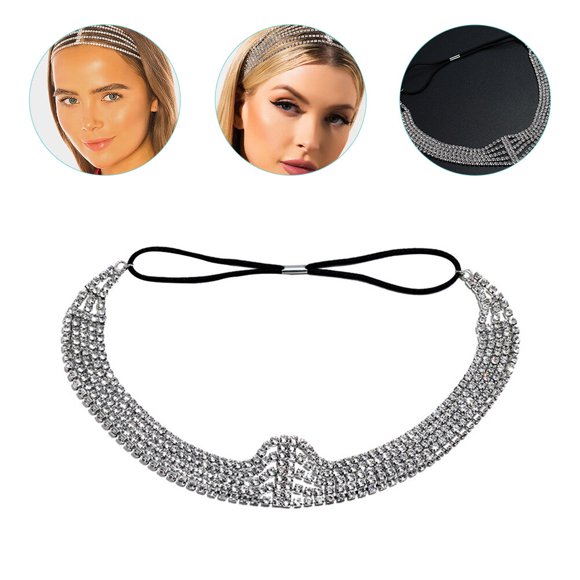 IFANLANDOR Jewelry Forehead Headband Rhinestone Accessory for Women 1Pack