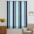 thumbnail image 3 of Turquoise Navy Blue Striped Sheer Curtains 63 Inches Long, Modern Minimalist Ombre Lines Light Filering Curtains, Breathable Simi Curtain Privacy Drapes for Living Room Bedroom Window Treatment, 3 of 9