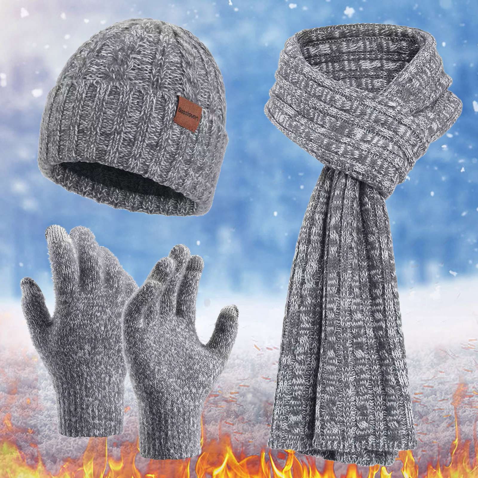 Hat for Women Winter Hats for Men 2024 Winter Men's And Women's Same Style Neck Knitted Hat Thickened Cold Knitted Glove Hat Scarf Warm 3 Piece Set