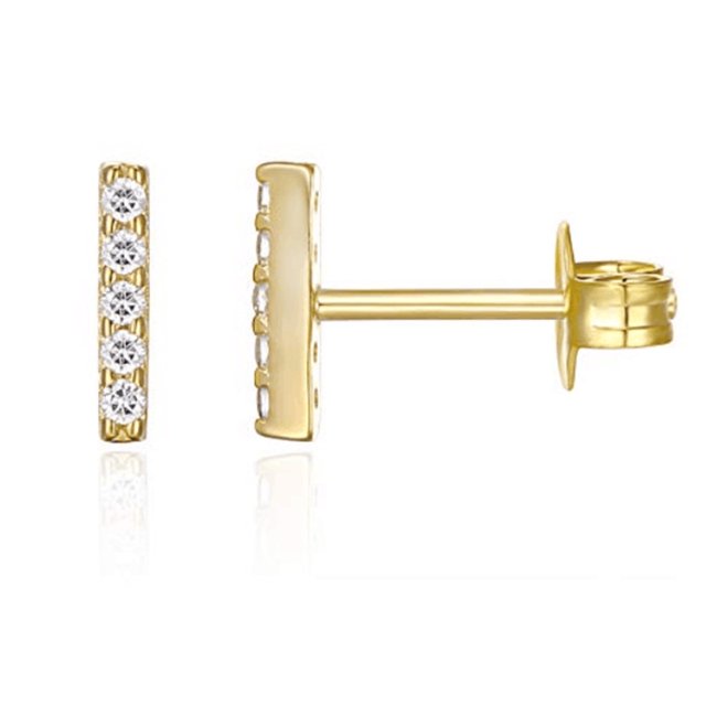 6 pares de pendientes Huggie de aro para mujeres y niñas, pendientes minimalistas con forma de barra, pendientes pequeños de circonita cúbica dorada y plateada, conjunto de Piercing para la oreja ShuxiuWang 9024735158752