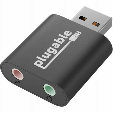 Plugable USB Audio Adapter with 3.5mm Speaker-Headphone and Microphone Jack, Add an External Stereo Sound Card to Any PC, Compatible with Windows, Mac, and Linux