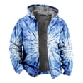 thumbnail image 2 of Mens Zip Up Hoodie Tie Dye Fleece Lined Long Sleeve Heavyweight Hooded Jacket with Pocket Fall Winter Classic Fit Men's Fashion Hoodies Sweatshirts, 2 of 3