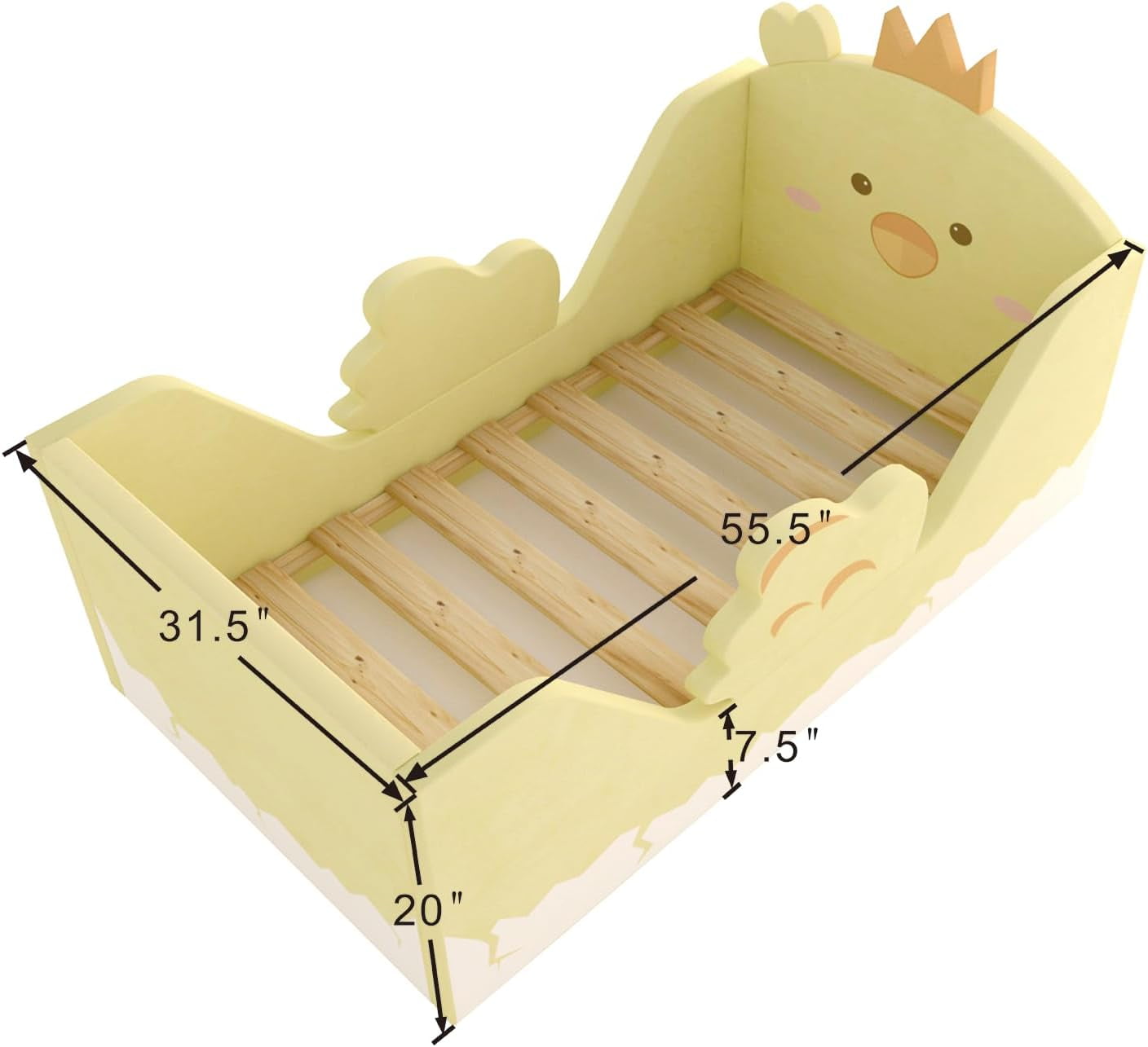 Toddler Beds, Child Bed for Kids with Extra Safty Broad, Standard Crib Size Animal Toddler Bed, Certified Fabric Toddler Beds,Toddler Floor Beds