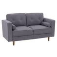 thumbnail image 4 of CorLiving Mulberry Fabric Upholstered Modern Indoor 2-Seater Loveseat with Tufted Back and 2 Bolster Cushions, Grey, 4 of 9