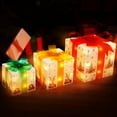 thumbnail image 2 of Litake Christmas Decorations Lighted Gift Boxes, Set of 3 Gift Boxes (Large, Medium, Small) with 50 Mini Lights for Indoor Outdoor Christmas Tree Home Party Decor (Cartoon Theme), 2 of 9