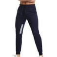 thumbnail image 6 of Yaoyar Men's Fashion Casual Jogger Trousers Sweatpants Drawstring Workout Running Cargo Athletic Pencil Pants(Navy,XL), 6 of 9