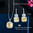 thumbnail image 3 of Silver Plated CZ Square Dangle Drop Pendent Necklace Earring Fashion Jewelry Set, 3 of 9