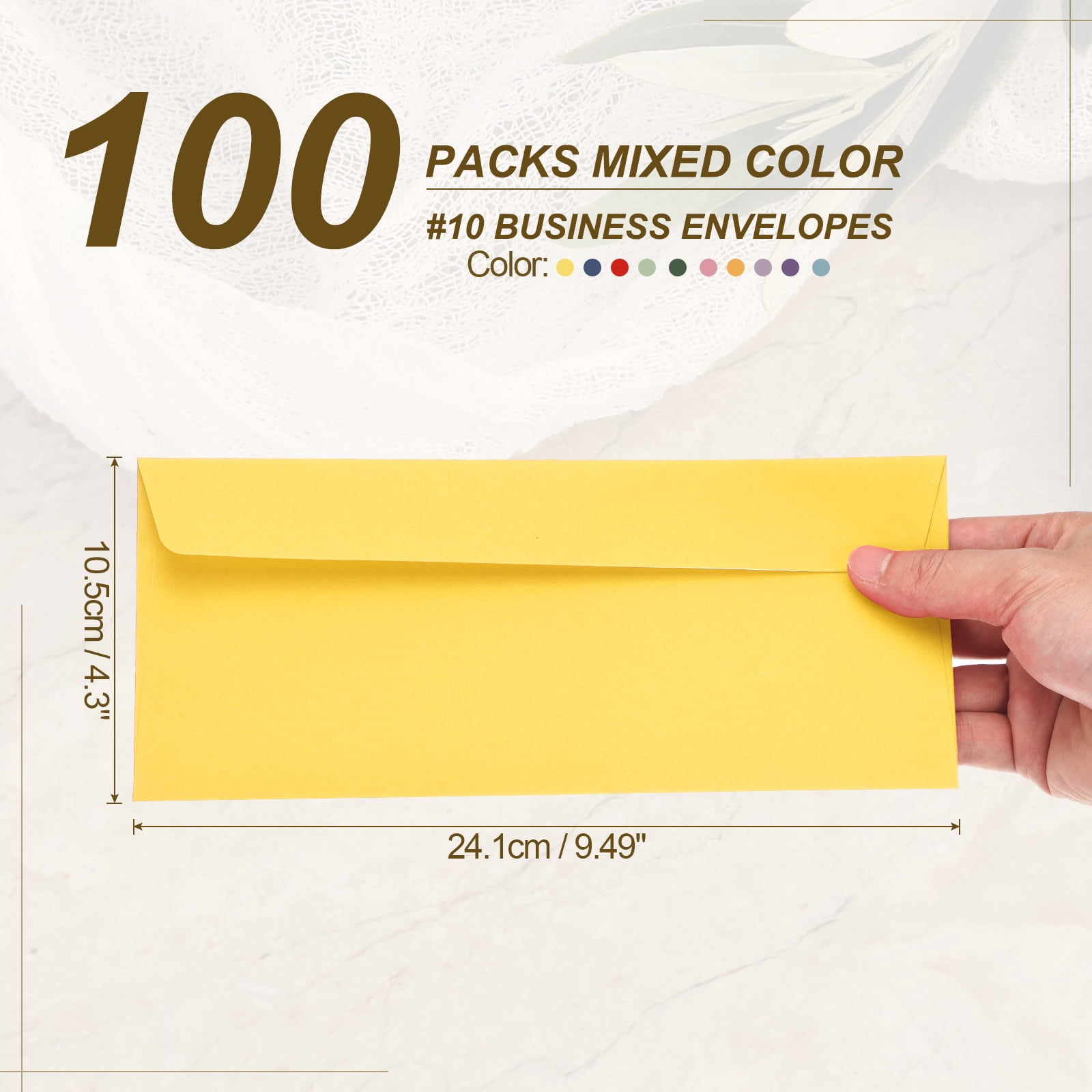 Uxcell 100 Pack Mixed Color #10 Business Envelopes, Colored Self Seal Letter Size