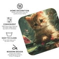thumbnail image 3 of Easygdp Cute Kitten Water Lilies or Leather Coasters Set of 4 Coaster, Non-Slip, Heat Resistant for Home, Office, Kitchen (Round,Square,Octagon,Hexagon)-Square, 3 of 6