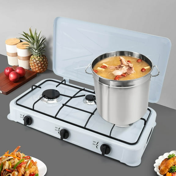 3 Burner Gas Stove, Black and White LPG Gas Cooktop, 3 Burner Gas Cooktop For Frying, Boiling, Stewing, And Braising At Home