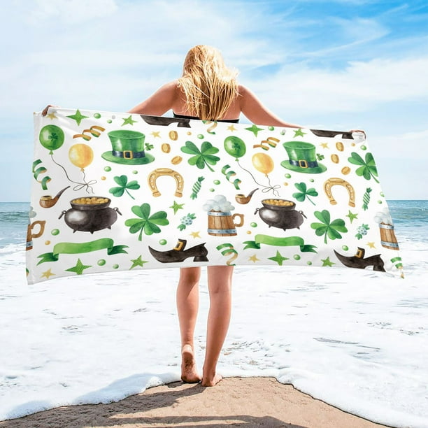 Toalla de playa de microfibra, ligera, resistente a la arena, de secado rápido, de 76 x 152 cm, súper suave, compacta, para viajes, piscina, natación, picnic, camping, manta multiusos.