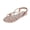 Rose Gold, variant on Women's Rhinestone Cross Strappy Flat Sandals Metallic Leather Open Toe Ankle Strap Sandals Rose Gold