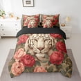 thumbnail image 2 of Feelyou 3D White Tiger Bedding Comforter Set 7 Pieces, Romantic Red Flower Full Bedding Set, Happy Valentines Day Reversible Fitted Sheet Flat Sheet, Microfiber Bedroom Decor, 2 of 8
