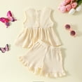 thumbnail image 3 of Hienoo Baby Girls Outfits Bow Ribbed Sleeveless Top Ruffles Shorts Set, Sizes 6M-4T, 3 of 3