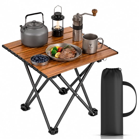 BNISE Folding Camping Table 141 lbs Capacity, Carbon Steel Portable Camp Table with Carry Bag, Lightweight Outdoor for Camping Picnic bbq Beach RV Travel