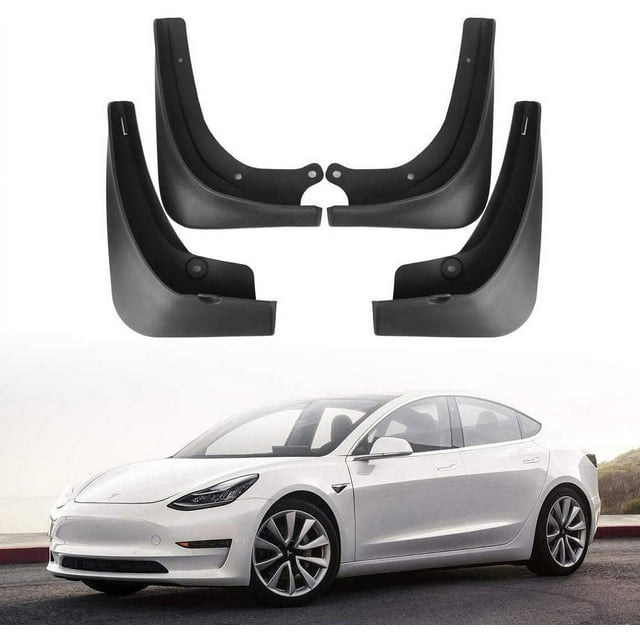 ORUYROP Garde-Boue Modèle 3 avec Rabats Anti-Éclaboussures Garde-Boue Sans Besoin de Percer Trous avant Arrière Protection Complète Remplacement pour Tesla Modèle 3 2017 2018 2019 2020 2021 2022 2023 (Ensemble de 4)