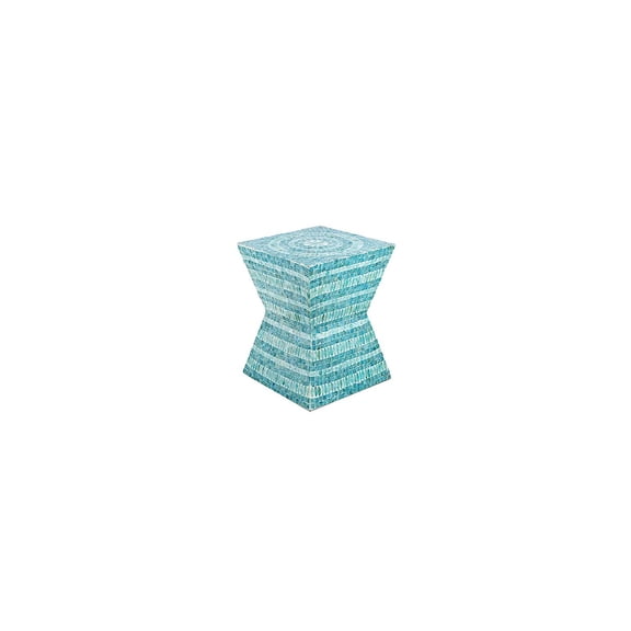 A&B Home 18" H Turquoise Wooden Angular Square Capiz Stool