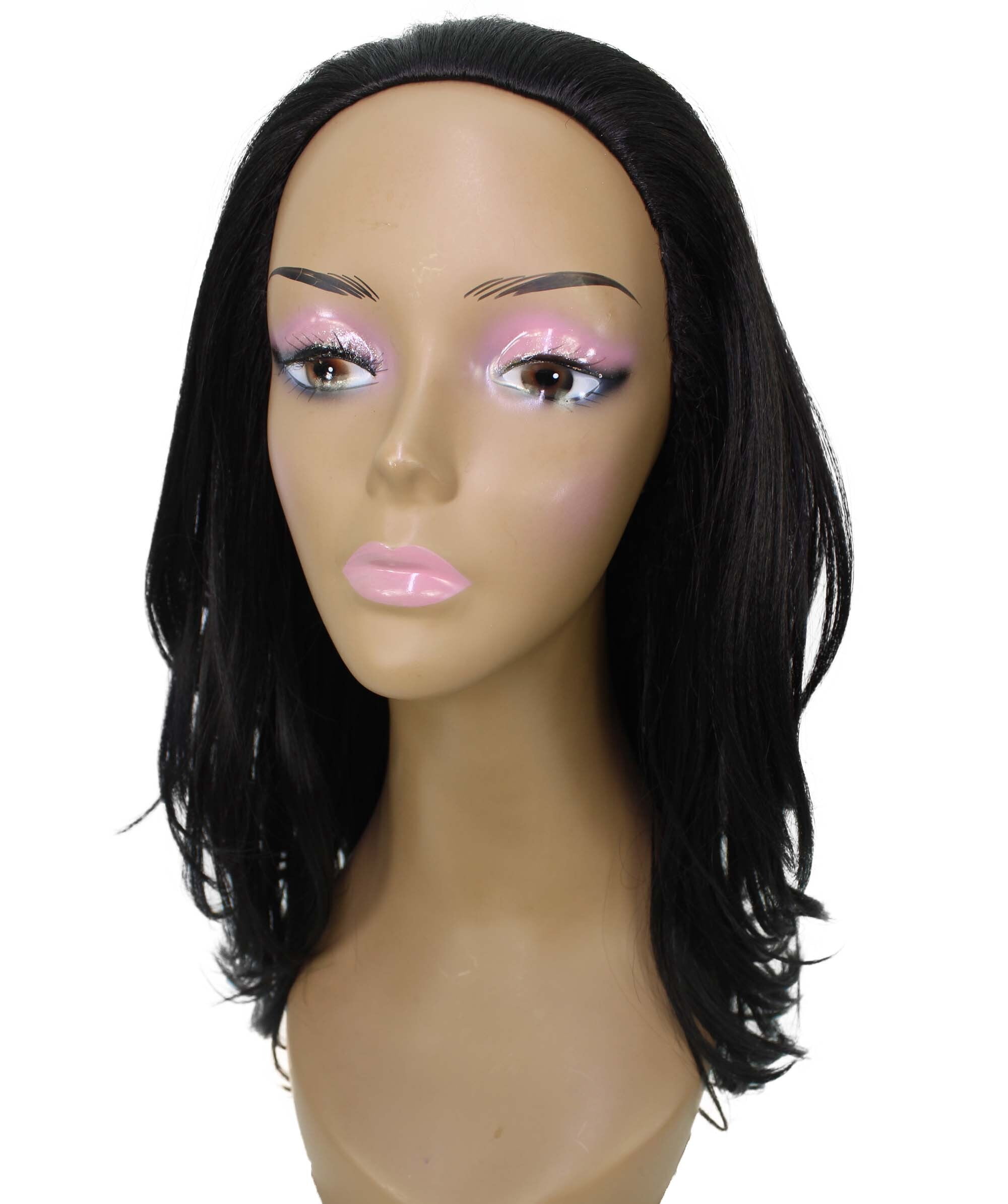 LUXLUXE Women Leal Curly Half Wig Layered Style Human Hair Blend 18.5" Natural Black