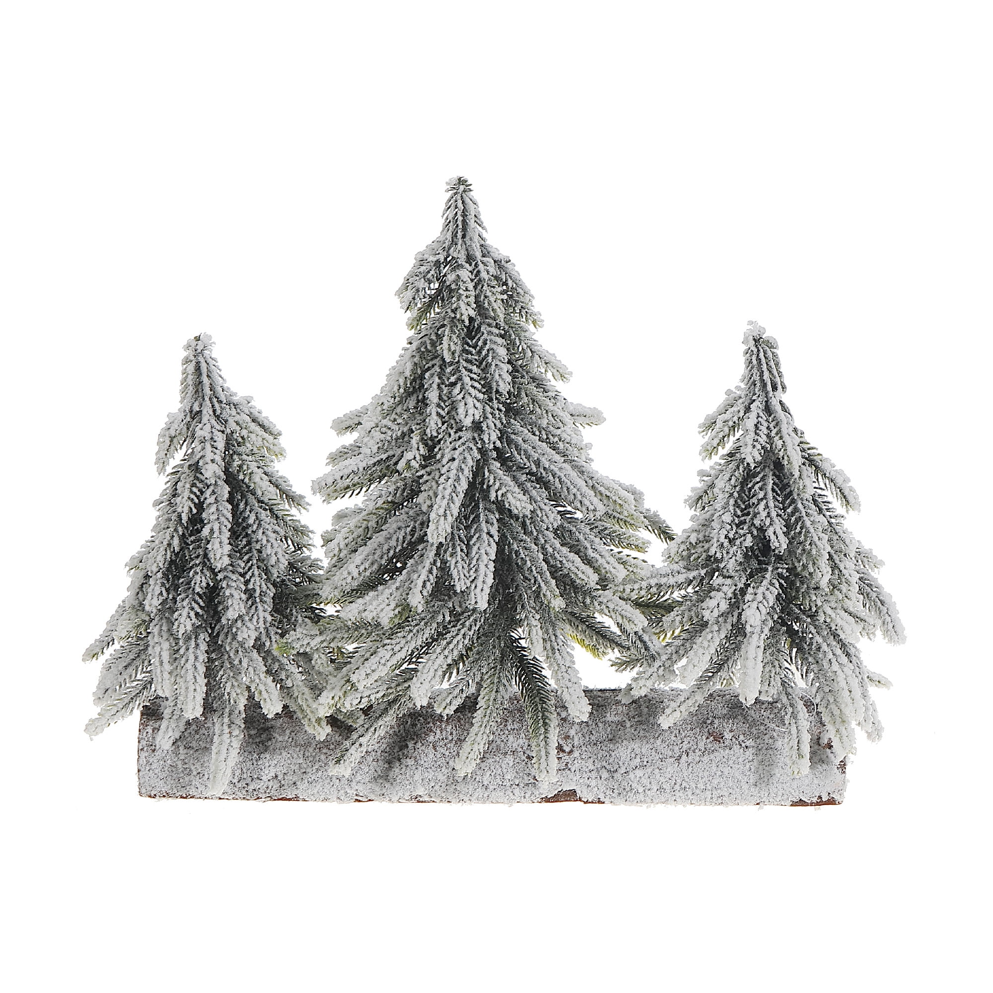 Triple Pine Tree On Wood Base (Snow Covered)