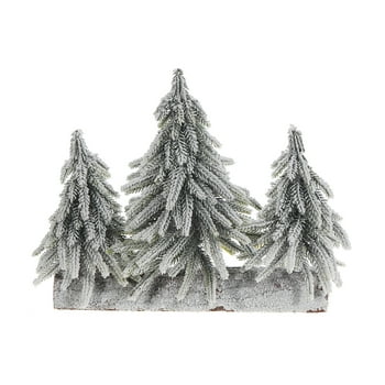 Pin Triple Sur Socle En Bois (Couvert De Neige)