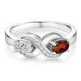 thumbnail image 2 of Gem Stone King 925 Sterling Silver Lab Grown Diamond and Red Garnet and White Created Sapphire Infinity Promise Ring for Women | 1.06 Cttw | Oval 6X4MM | Gemstone April Birthstone | Size 8, 2 of 5