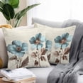 thumbnail image 2 of Victorian Style Outdoor Pillow Covers Pack of 2 Blue Retro Poppy Flower Plant Waterproof Throw Pillow Covers Decorative Cushion Cases for Patio Garden Tent Balcony Couch 24x24 inch, 2 of 8