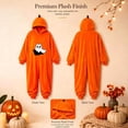 thumbnail image 5 of REDARER Kids Ghost Cat Print Pumpkin Hood Onesie Full Zip with Pockets for Trick or Treat Halloween Party Cosplay Casual Loungewear Pajama Outfit,5-6 Years, 5 of 5