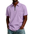 thumbnail image 2 of Fabrcox Mens Short Sleeve Polo Shirts Quarter Zip Men's Collared Shirts Regular Fit Solid Color Athletic Casual Work Men Golf Shirt with Pockets Purple S, 2 of 5