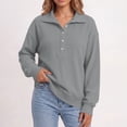 thumbnail image 5 of OunisaWomen's Henley Collar Sweatshirt, Long Sleeve Loose Casual Pullover, 5 of 8