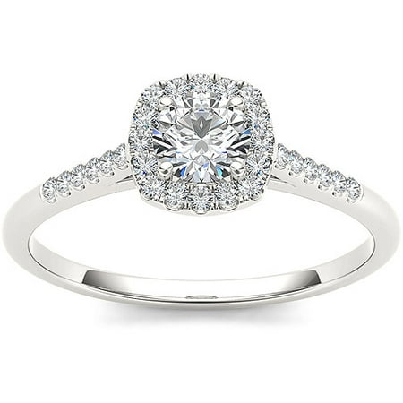 - Imperial Diamond 1/2 Carat T.W. Diamond Single Halo 10kt White Gold Engagement Ring