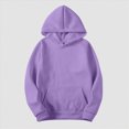 thumbnail image 5 of Womens Solid Hoodies Fall Fashion Casual Long Sleeve Hooded Sweatshirts Loose Comfy Trendy Pullover Tops with Pockets, 5 of 6