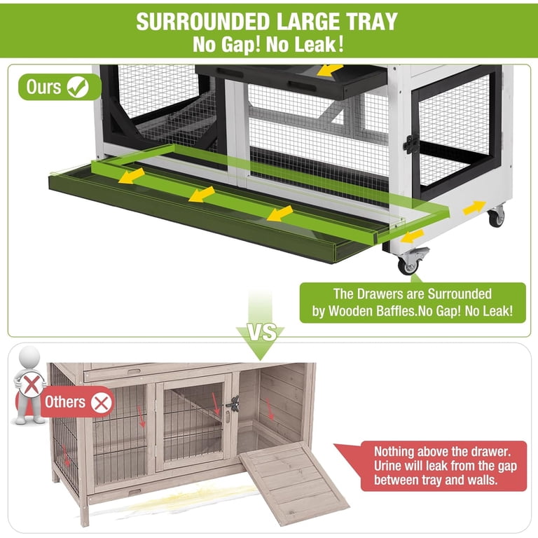 Aivituvin Rabbit Hutch Indoor Outdoor, 2 Story, Black photo 6