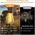 thumbnail image 5 of LED Outdoor String Lights 100FT Patio Lights with 52 Shatterproof ST38 Vintage Edison Bulbs, Outside Hanging Light Waterproof for Porch, Deck, Garden, Backyard, Dimmable 2700K, 5 of 6