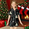 thumbnail image 2 of LRen Christmas Pajamas for Girls 10-12 V Neck Short Sleeve Graphic Satin Pjs Loose Kids Nightwear Gifts for Kids,Z10-Black,110(2-3 Years), 2 of 4